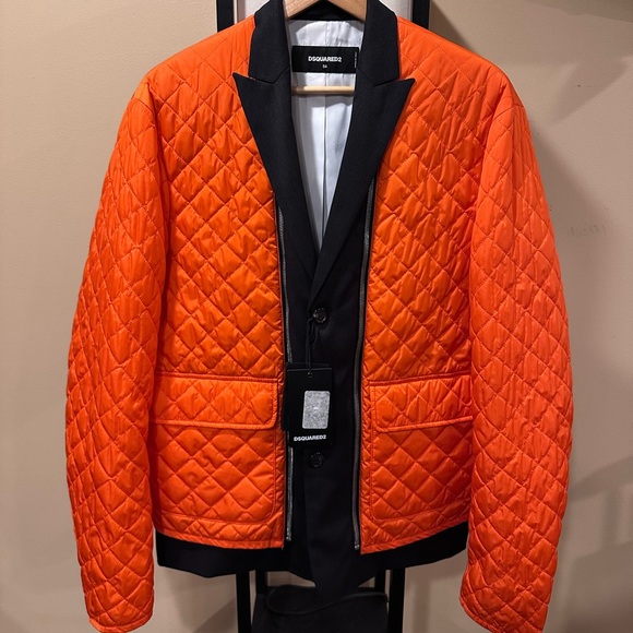 Dsquared2 Orange Quilted Jacket / Vest Calen’s Penitentiary